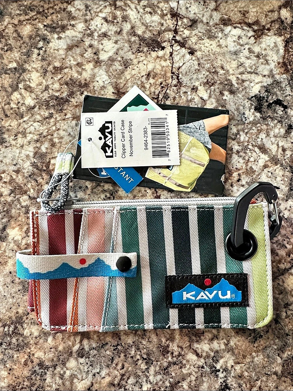 KAVU Clipper Card Case November Stripe NWT